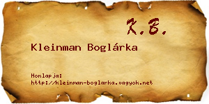Kleinman Boglárka névjegykártya